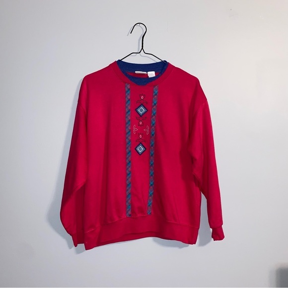 Vintage Pink and Blue Embroidered Sweatshirt - Picture 5 of 5